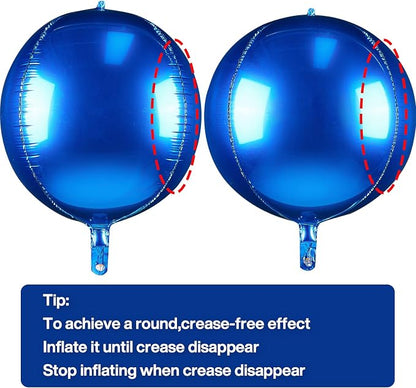 PartyWoo Royal Blue Large Round Giant 4D Jumbo Foil Balloons 6pcs 22 Inch | 22 - Image 4