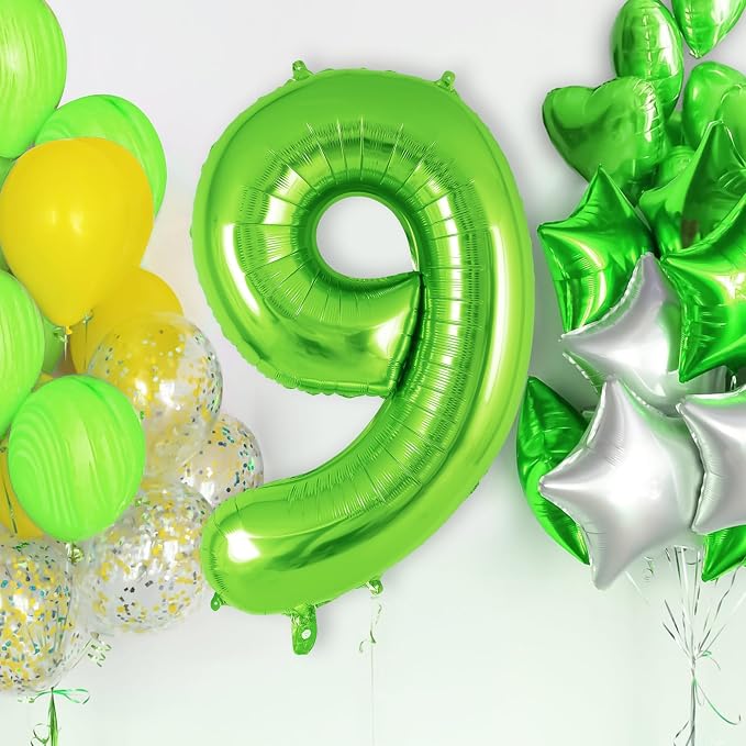 Green Number 9 Balloon 40 Inch, Big Large Foil Helium Number Balloons, Jumbo - Image 2