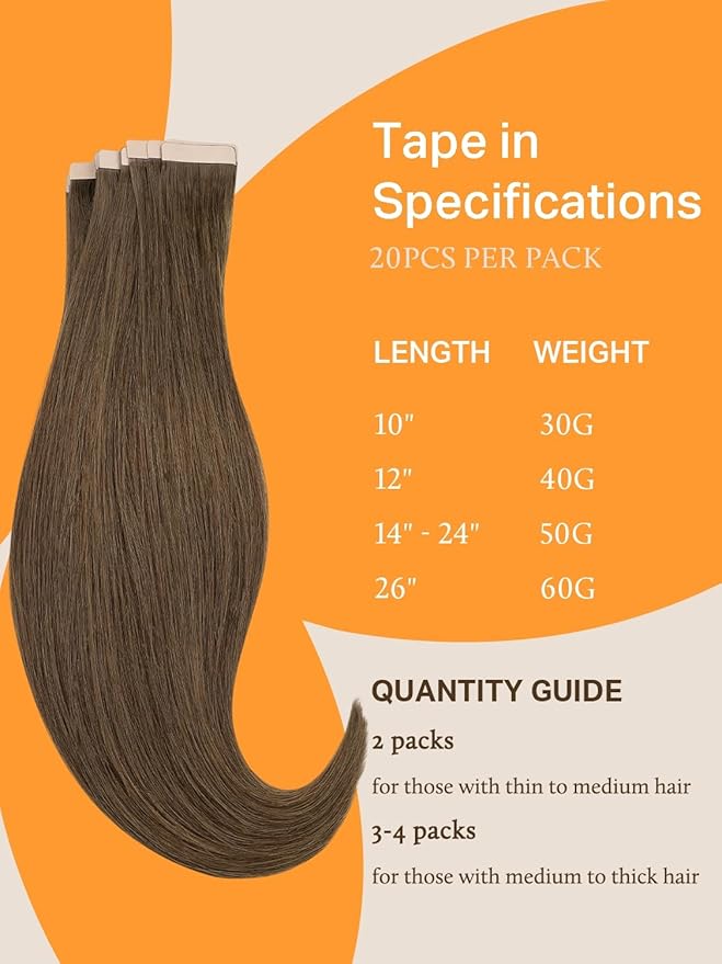 DOORES Tape in Human Hair Extensions, 18 Inch 50g 20pcs Light Ash Brown, Remy Straight Hair Extensions Skin Weft Double Side Tape