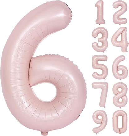 40 Inch Pink Number 6 Foil Balloon Light Pink Digital 6 Helium Balloon | by YOIOZAIZAI