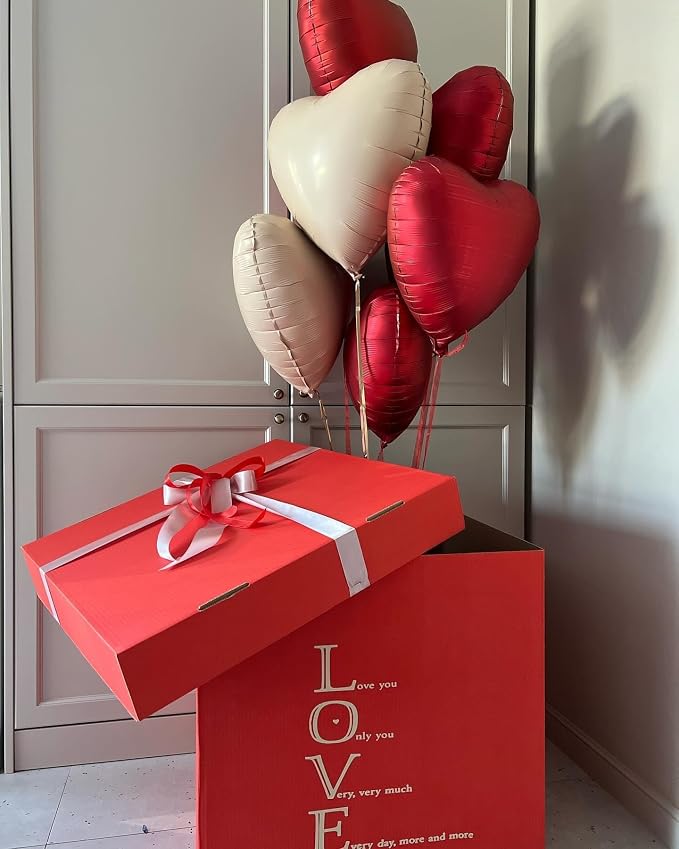 Red White Heart Balloons - Image 3
