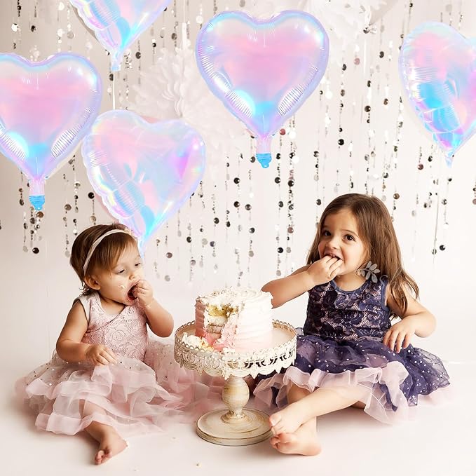 TONIFUL 30 Pcs Iridescent Heart Balloons 18 Inch Heart Shape Foil Balloon | - Image 6
