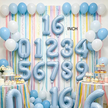 2 Set 20 Pcs Baby Blue Number Balloons 0-9 Number 16 Inch Mylar Foil Balloons - Image 6