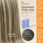 DOORES Seamless Human Hair Clip in Extensions, Light Brown Highlighted Medium Blonde 20 Inch 150g 7pcs, Virgin Silky Straight Thick Hair Extensions