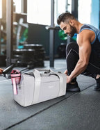 Gym Bag for Men and Women with Shoe Compartment & Wet Pocket - Duffle Bag for Travel Sports Fitness Workout Athletic, 19" Medium, Neutral Grey