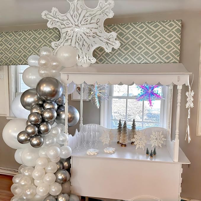 Pearl White Winter Wonderland Balloons, 12 Inch Pearl Sand White and Metallic - Image 7