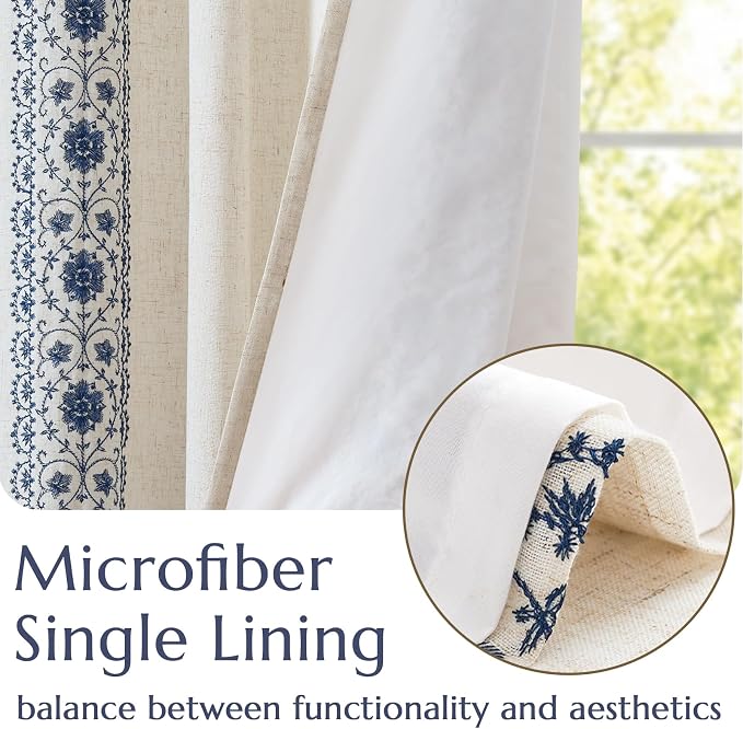 jinchan Floral Linen Curtains - Image 4