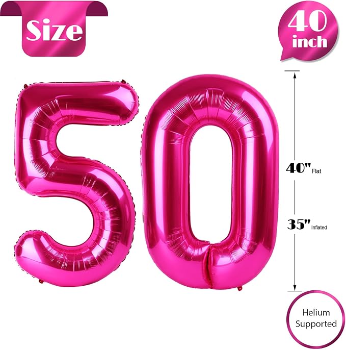 Hot Pink Number 50 Balloon 40 Inch - Image 5