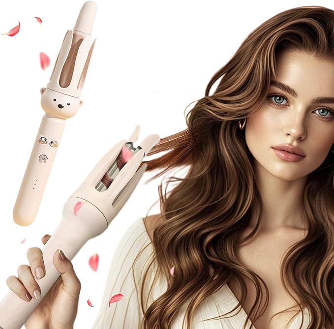 2026 New Fully Automatic Lazy Curling Stick, Upgrade Electric Rotary Curler Automatic Curling Iron, Large Curling Without Damaging Hair 28mm Comfort Hair Curler (Beige)