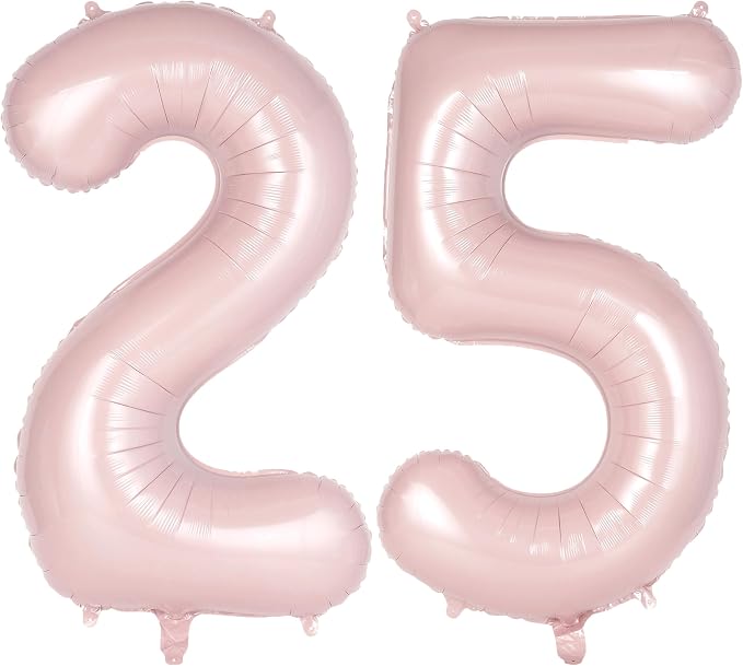 Light Pink Number 25 Balloon, 40 Inch Giant Mylar Number Balloons, Large Foil by AIQINHU