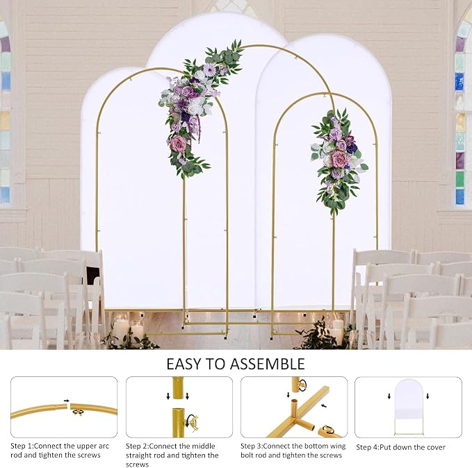 Vincidern Wedding Arch Backdrop Stand and Cover Set of 6, Baby Showers - Image 4
