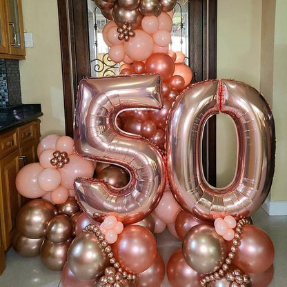 Rose Gold 20 Number Balloons, 40 Inch Big Giant Jumbo 20 Balloon Numbers Rose - Image 5