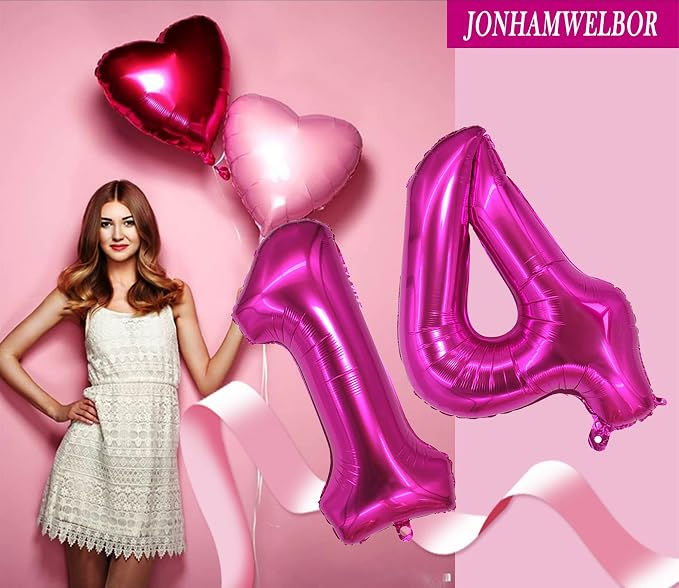 Jonhamwelbor 14 Balloon Numbers Hot Pink 41 Large Big Giant Foil Number - Image 4