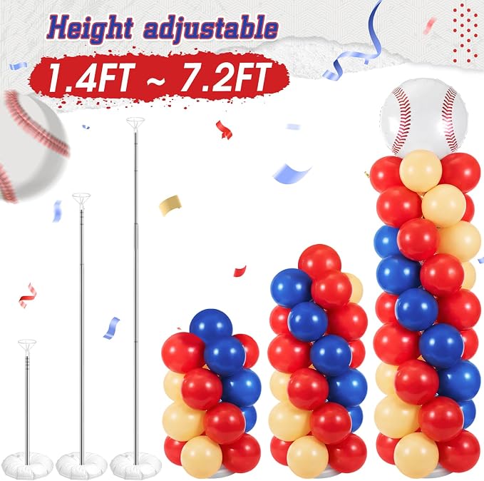 Yalikop 2 Sets Baseball Party Balloon Column Stand Kit - Image 6
