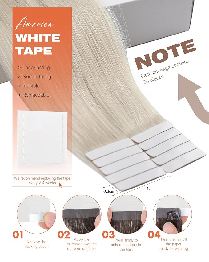 Sunny Hair Blonde Tape in Hair Extensions Human Hair, 24 inch Tape in Extensions Remy Tape ins Human Hair Extensions for Women 50g 20Pcs