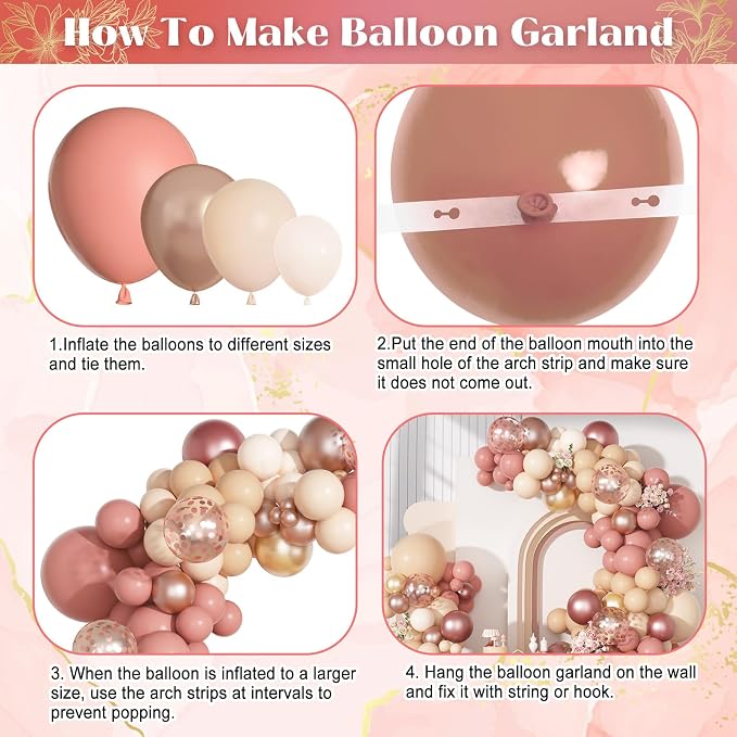 170Pcs Blush Dusty Rose Pink Balloons Garland Arch Kit 18 12 10 5 Inch | - Image 3
