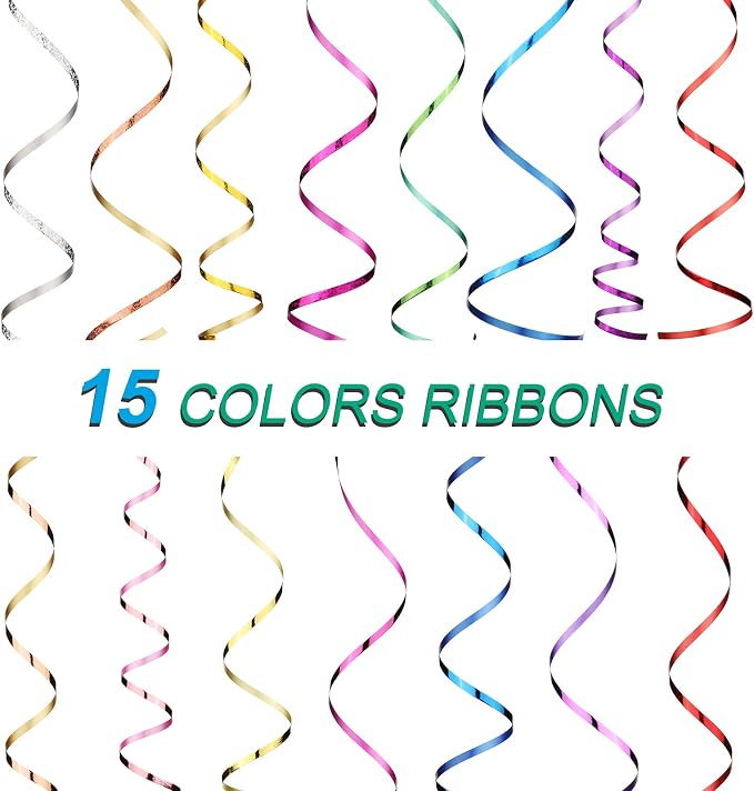 Shappy 15 Rolls Curling Ribbon 1/5" Wide x 11 Yards Total 165 Yards Balloon - Image 3