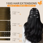 DOORES Chocolate Dip Color Melt 22 Inch 150g 9pcs Remy Hair Extensions - Clip in Human Hair Thick Straight Extensions