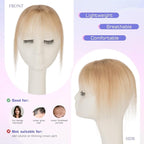 Hairro Bangs Hair Clip 3D 360°Cover Clip On Bangs Remy Human Hair Topper With Bangs Fringe French Bangs With Temples Clip In Bangs Hair Extensions 8 Inches 10g #27 Dark Blonde