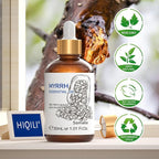 HIQILI Myrrh Essential Oil, for Skin, Massage, 100% Pure & Natural - 1.01 Fl Oz