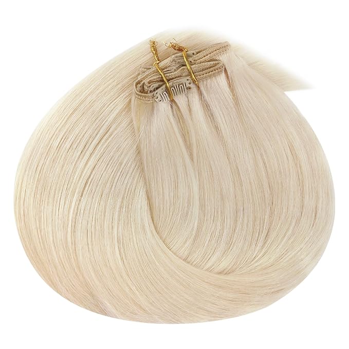 Ve Sunny Blonde Clip in Hair Extensions Real Hair Extensions Clip in Human Hair Clip in Extensions Real Human Hair Natural Look Human Hair Extensions Clip ins 18inch 7pcs 120g
