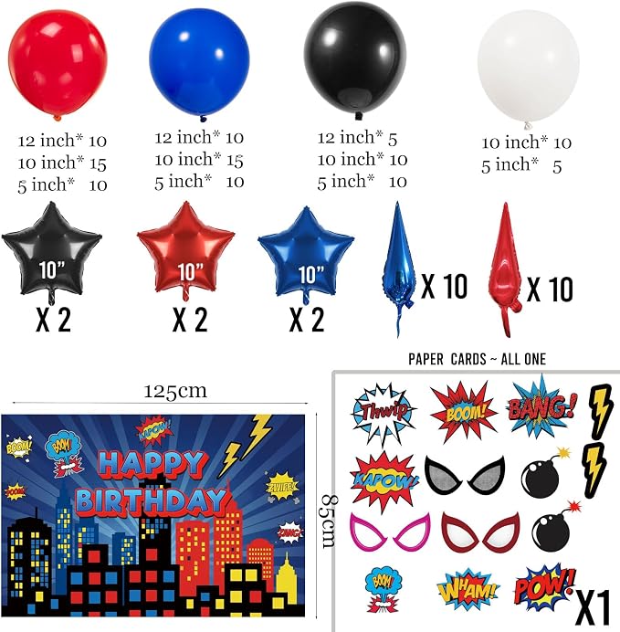 Blue Red Black white Balloon Garland Arch Kit 140PCS - Image 5