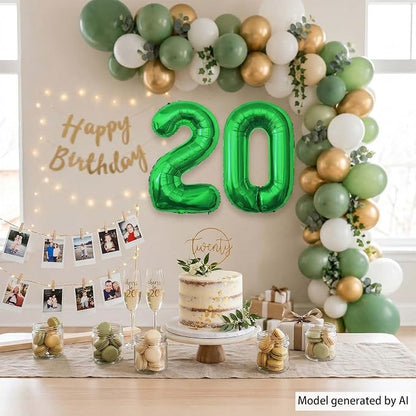 Green Number 20 Balloon 40 Inch, Shiny Foil Duo - Image 7