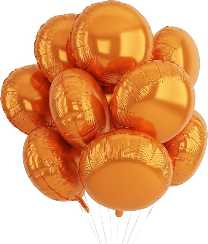 20PCS Orange Round Shaped Foil Balloons, 18 Inch Round Foil Balloon, Round by Paready