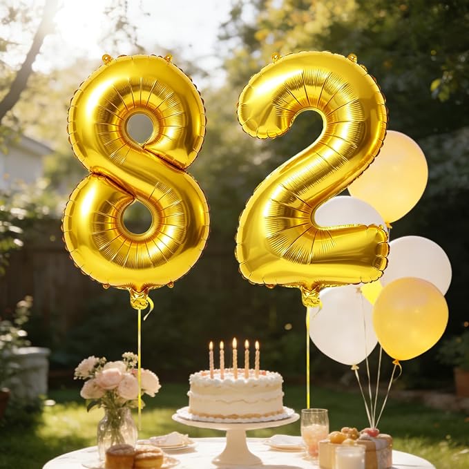 40 Inch Number 82 Balloons for 82nd Birthday Party Decorations, 0-100 Gold - Image 3