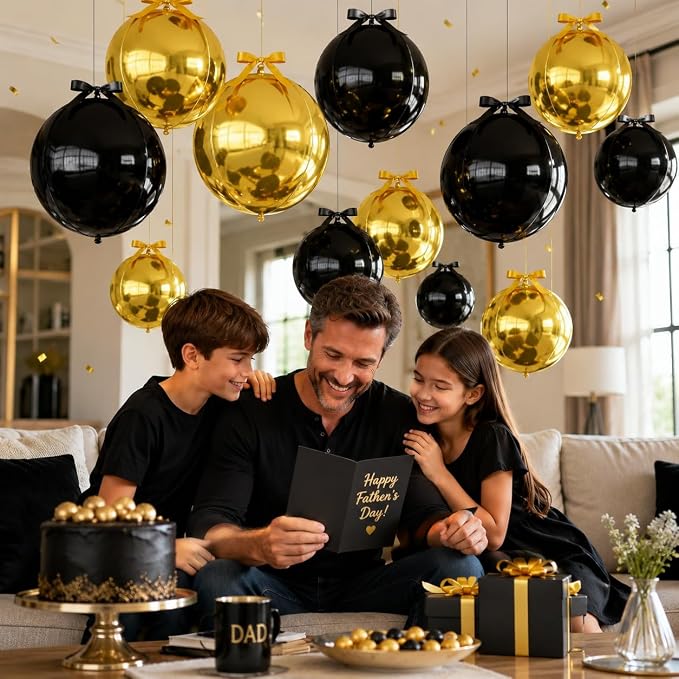 Black Gold Round Foil Balloons - Image 3