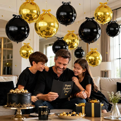 Black Gold Round Foil Balloons - Image 3