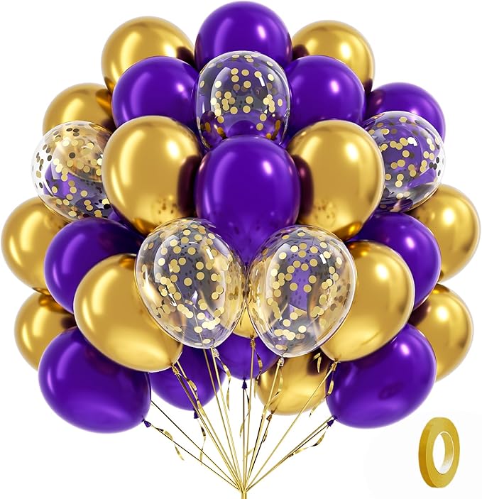 BAUANOOY Purple and Gold balloons by BAUANOOY