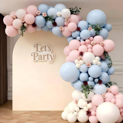 Pink and Blue Balloon Garland Arch Kit 143Pcs Pink White Blue Latex Balloons - Image 3