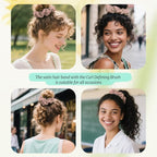 Curly Hair Brush Boar Bristles Curl Defining Brush With 2 Psc Silk Scrunchies Detangling Brush For Curly Hair Detangling Brush Styling Comb Curling Curling Brush (Green)