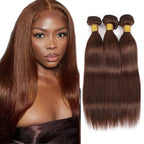 Brown Bundles Human Hair Color 4 Straight Bundles 20 22 24 Inch Niegmeag Brazilian Virgin Soft and Silky Remy Hair Extensions Chocolate Brown Straight Human Hair Bundle 150g