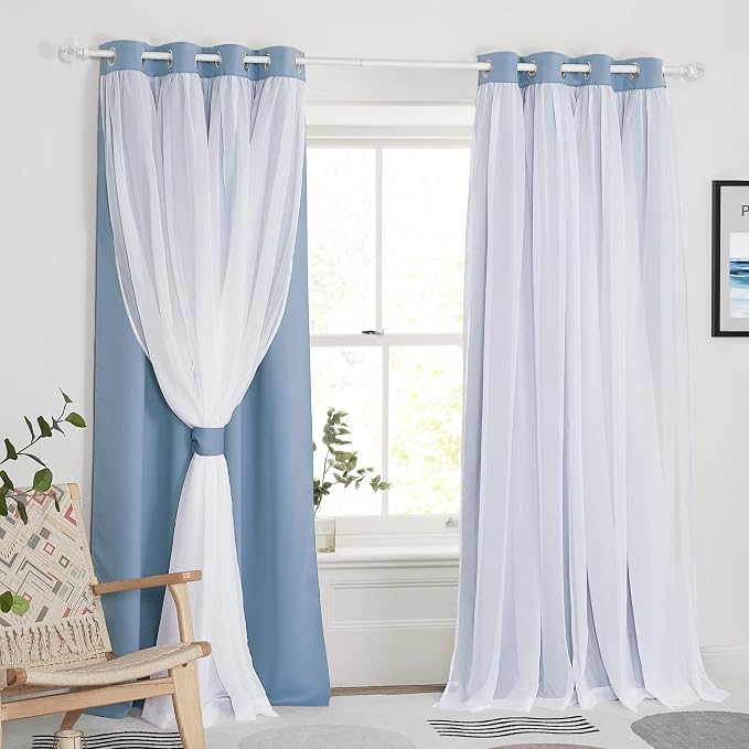PONY DANCE Curtains for Living Room, 52-inch Wide, Shadow Blue - Image 2