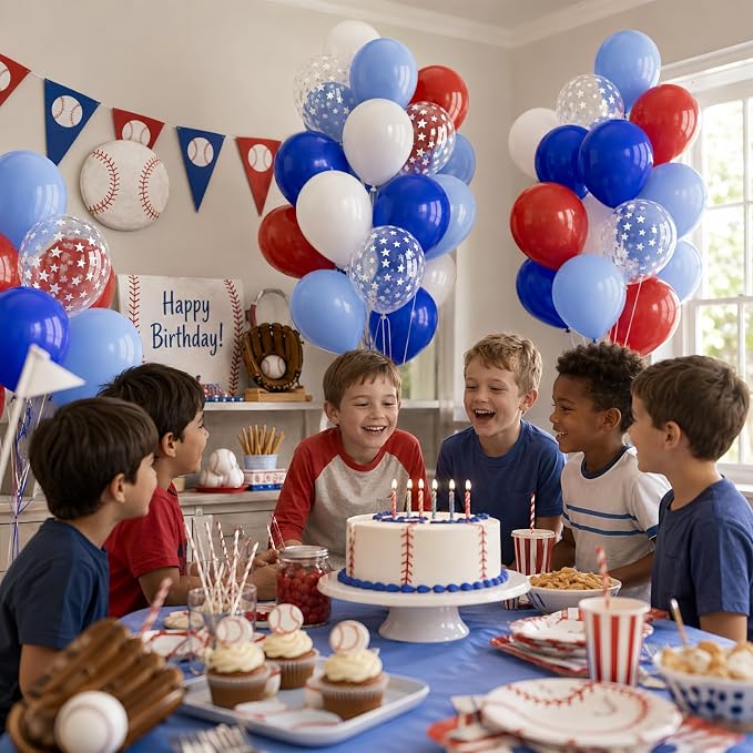 Red White and Blue Baseball Balloons - Image 6