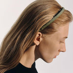 SHE'S FREE STYLE JUST FOR YOU Upgraded Classic Thin Headbands for Women, Non-Slip Polyester & Plastic Hair Bands with Teeth for Strong Hold Grip, Durable Hair Accessories (Green-D0, Upgrade)