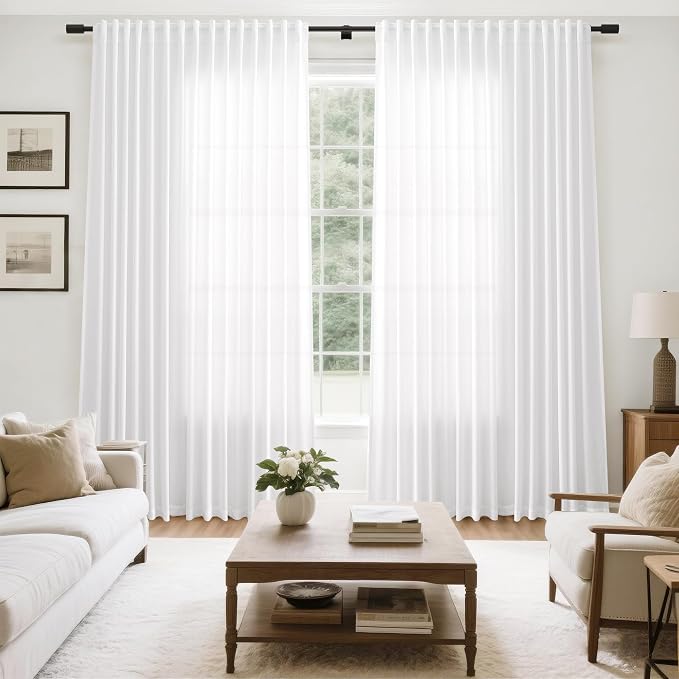Extra Wide Linen Curtains for Living Room 120 Inch Length for Room Divider - Image 7