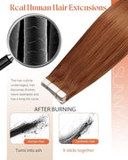 Sunny Hair Copper Tape in Hair Extensions Human Hair Glue in Hair Extensions Straight Tape ins Hair Extensions Copper for Women 50g 20pcs 14inch