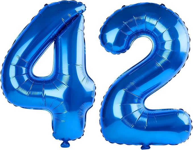40 Inch Number 42 Balloons for 42nd Birthday Party Decorations, 0-100 Dark Blue by FOBELEC