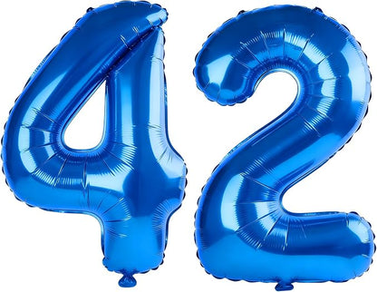40 Inch Number 42 Balloons for 42nd Birthday Party Decorations, 0-100 Dark Blue by FOBELEC