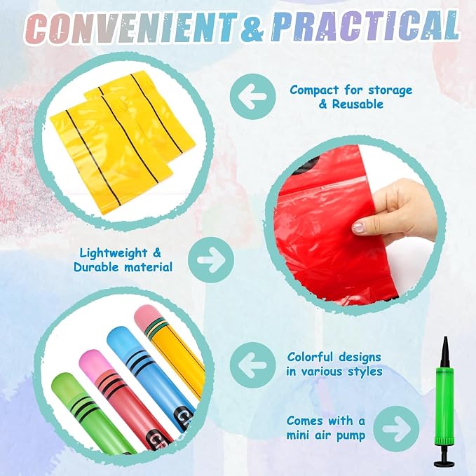 SAYAYA 16 Pcs Large Inflatable Pencil Balloons Set Jumbo Inflatable Crayons - Image 4