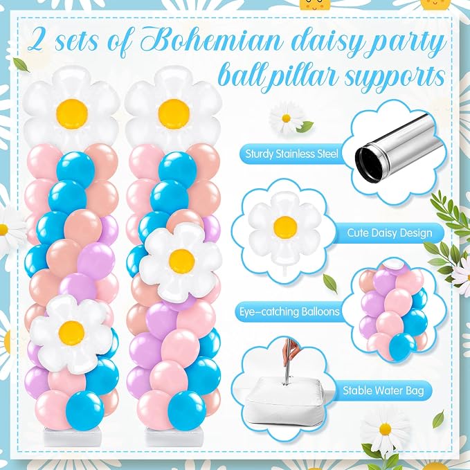 Kasyat 2 Sets Blue Dog Balloon Column Stand Kit Pastel Pink Purple Blush Dasiy - Image 3