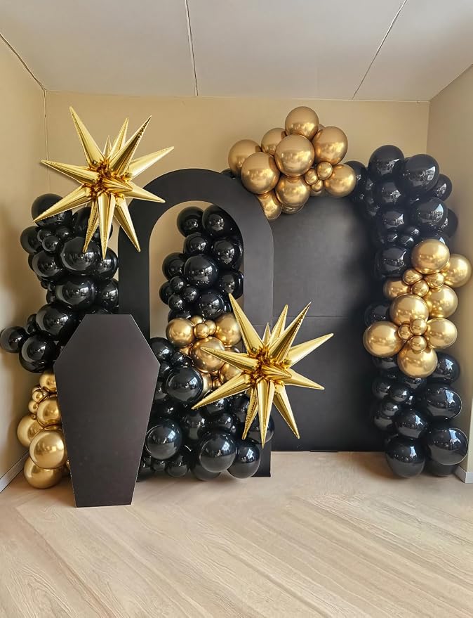 Black and Gold Balloons Arch Garland Kit, Fathers Day Balloon arch - Image 7