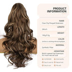 24 Inch Ponytail Extension, Layered Ponytail Extensions for Women, Soft Wavy Claw Clip in Ponytail Extension, Natural Synthetic Hair Pieces for Women (Color: Ash Brown with Beige Blonde Highlights)