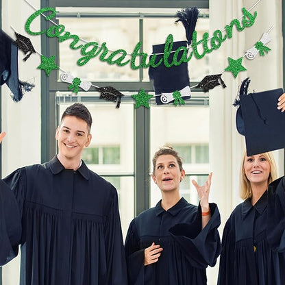 Congratulations Banner Green Graduation Decorations Class of 2026 Prestrung - Image 4