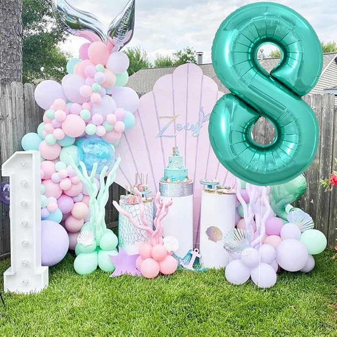 TONIFUL 40 Inch Large Teal Blue Number Balloons, Giant Jumbo Helium Foil Mylar - Image 4