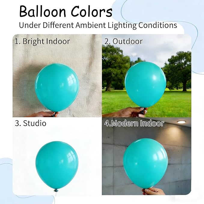 100pcs 5 Inch Small Teal Blue Balloons Arch Fillers | 5” Mini Turquoise Latex - Image 3