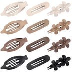 12 PCS Flat Hair Clips - 3 Styles Matte Flat Claw Clips Set Duckbill Barrettes for Women, No-Slip Strong Hold for Thin and Thick Hair, Hair Accessories for Girls Gift (Brown)